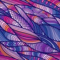 Vector seamless abstract hand-drawn pattern, waves background. Royalty Free Stock Photo